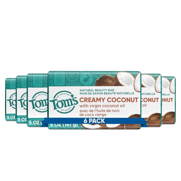 Natural Beauty Bar Soap Creamy Coconut Scent Paraben-Free 5 oz 6-Pack
